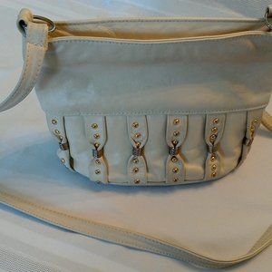 Cream cross body leather purse